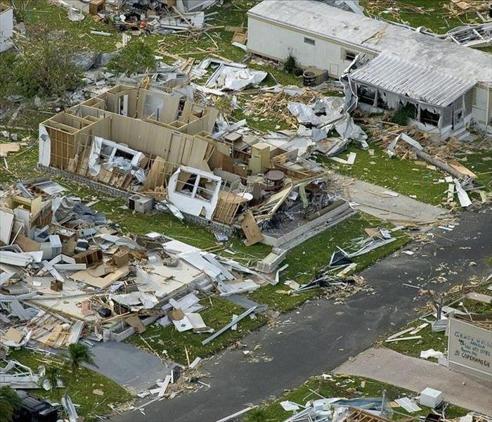 Buildings destroyed by a hurricane